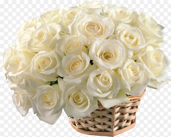 花篮中的白色鲜花