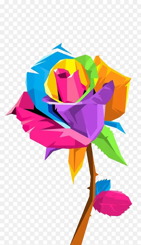 彩色几何拼接玫瑰