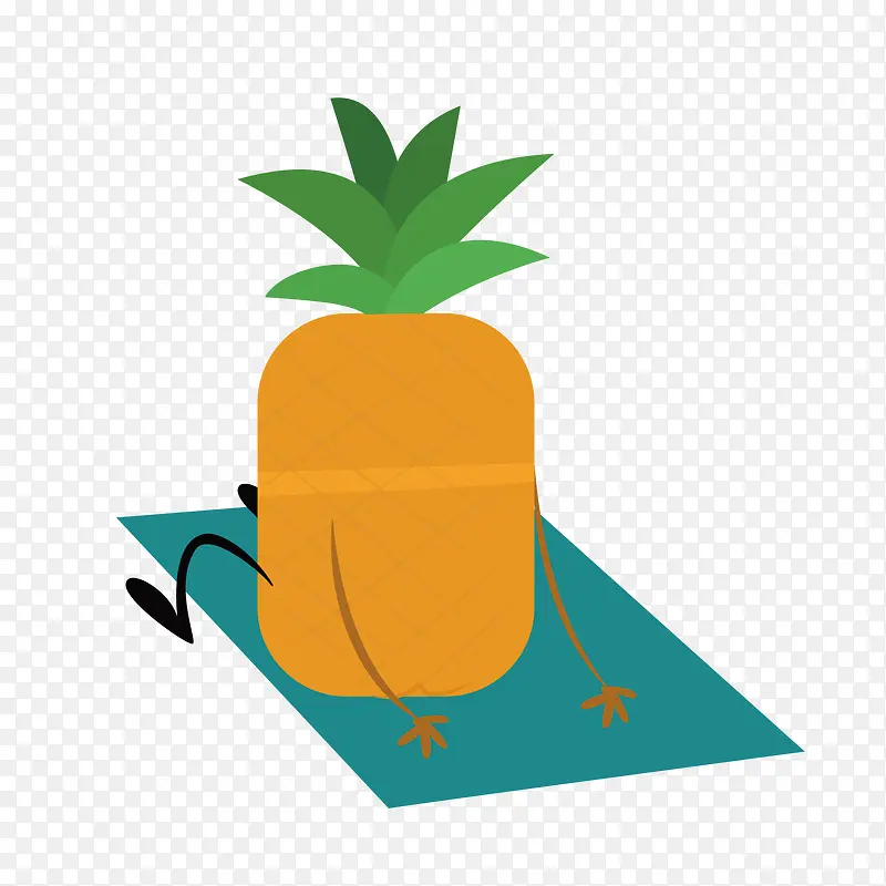 手绘晒太阳的菠萝