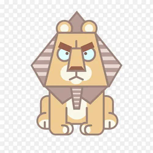 手绘卡通金字塔脸狮子