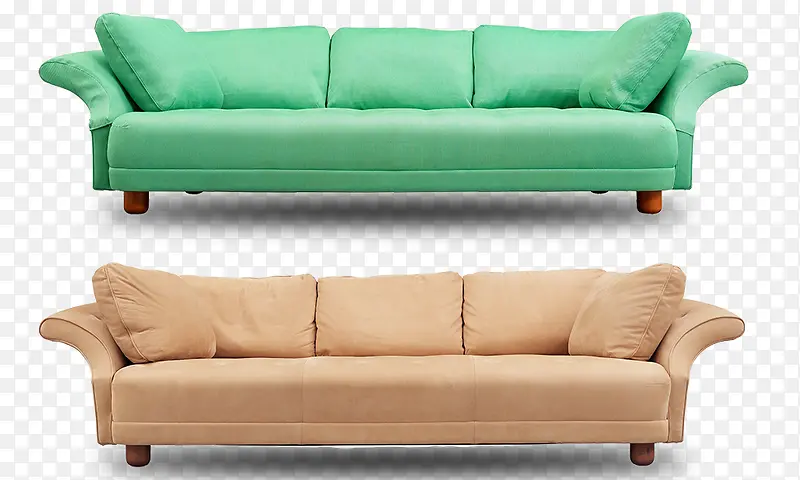 绿色驼色沙发