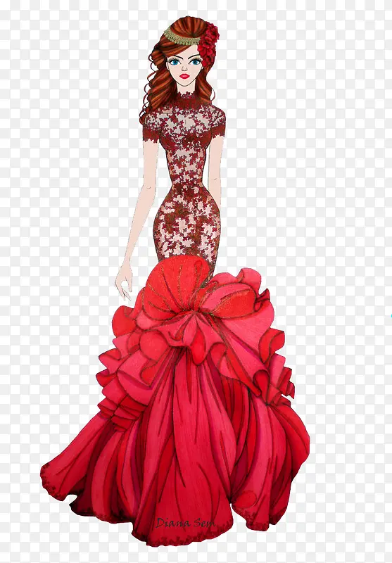 红色裙子素材