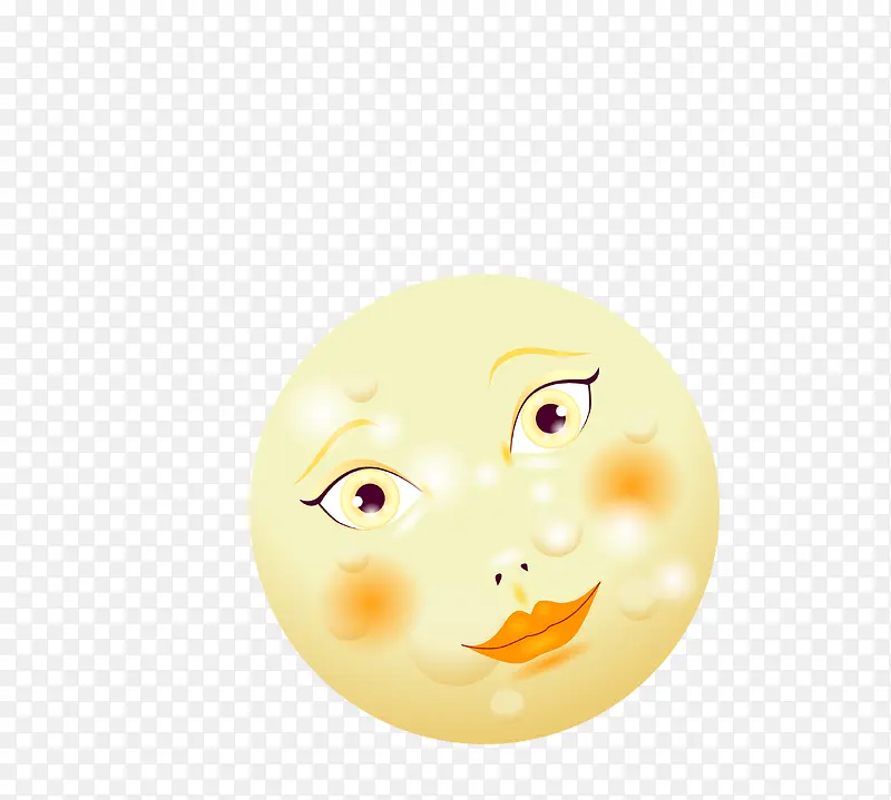 矢量黄色创意月亮女人脸