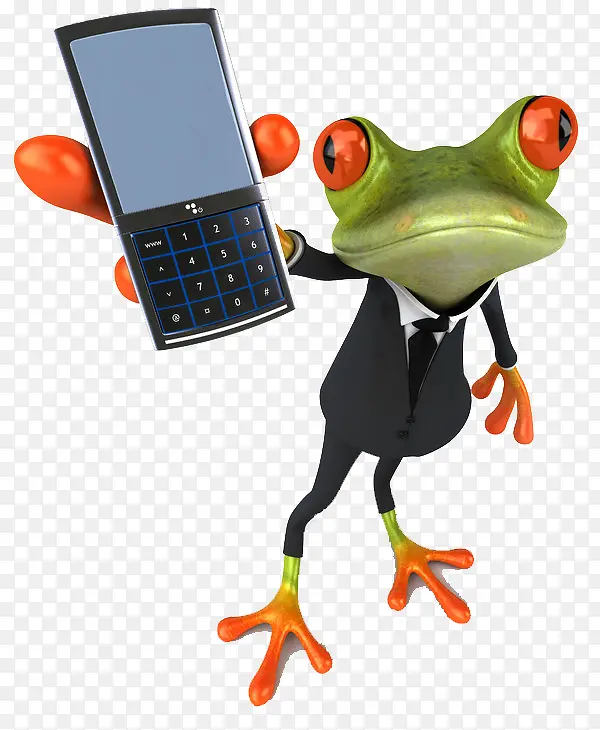 展示手机的3D青蛙