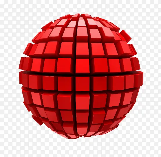 红色魔方球体