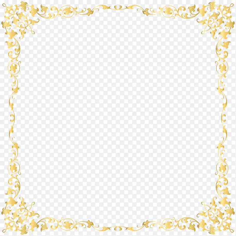高贵金色法式花纹边框PNG图片