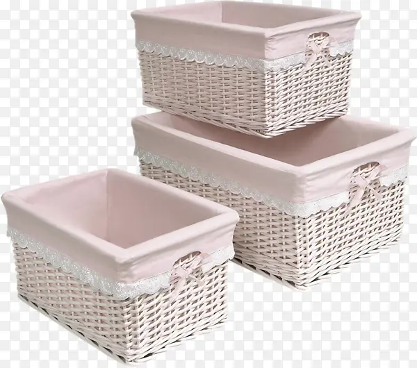 粉色编织收纳盒