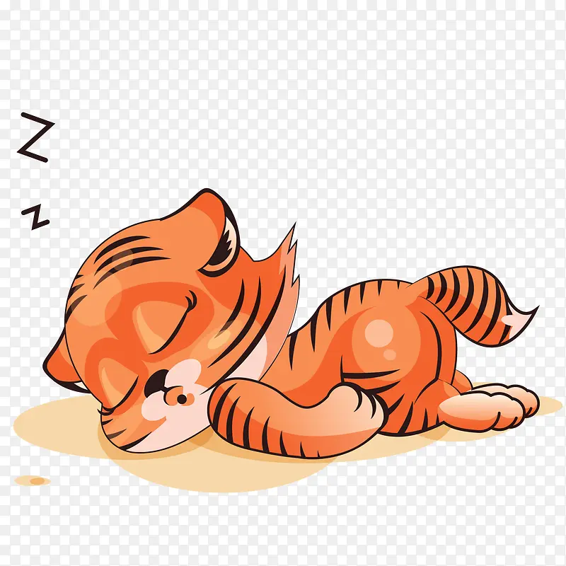 卡通可爱睡觉的小老虎