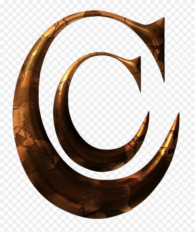复古金属质感字母C