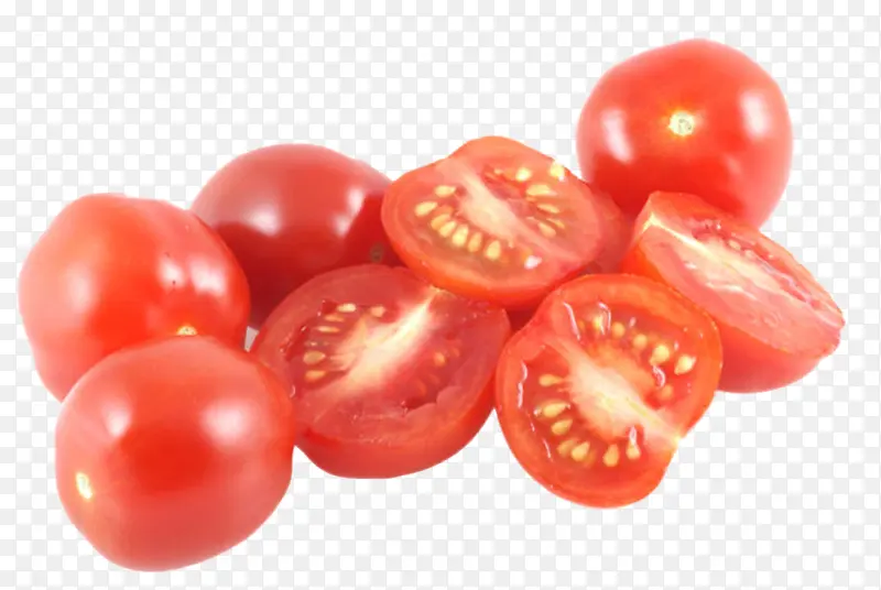 实物新鲜红色切开樱桃番茄