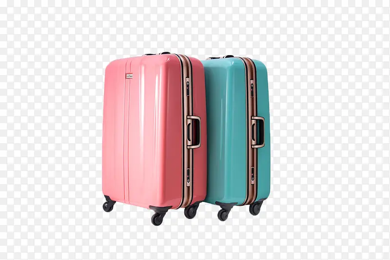 蓝色和粉色行李箱包