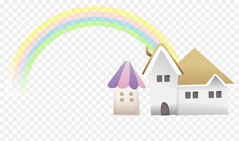 彩虹和手绘的房子