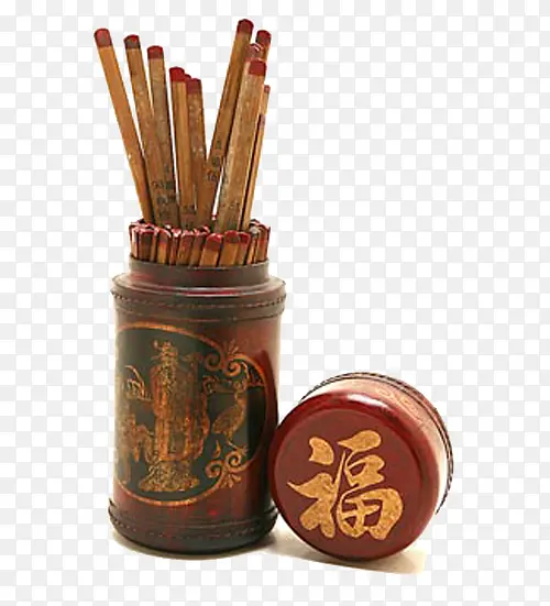 抽签筒带福字的签筒