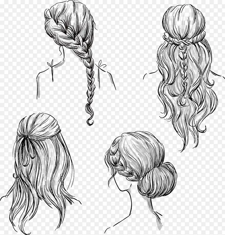 手绘四种女神发型