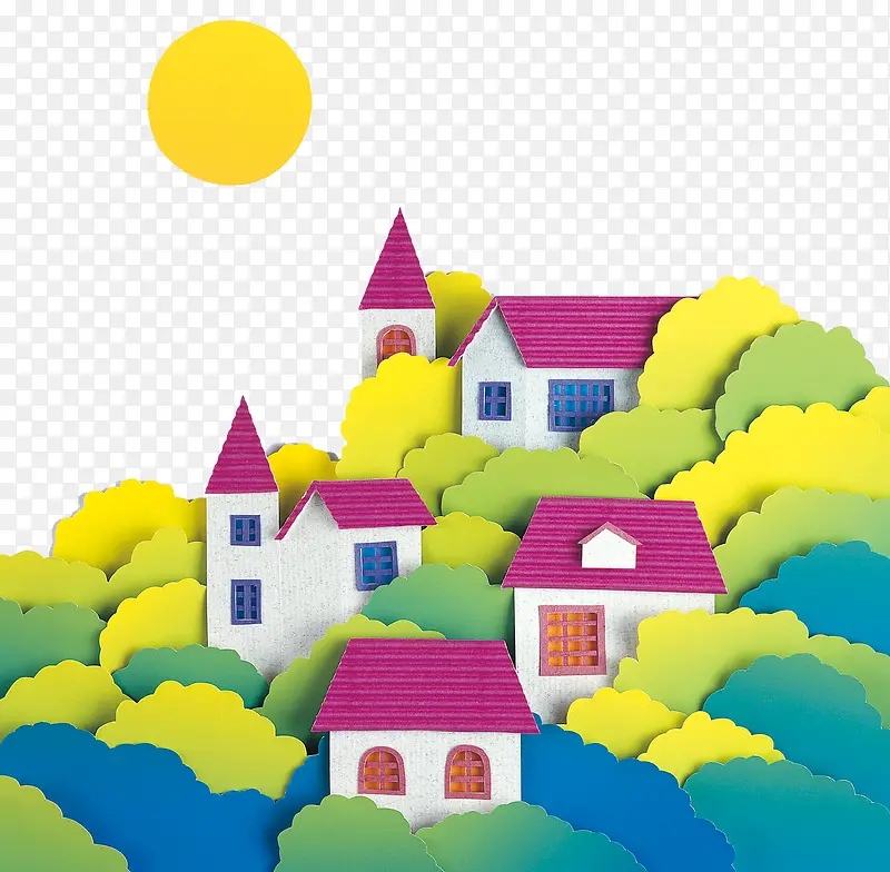 拼接彩色房子