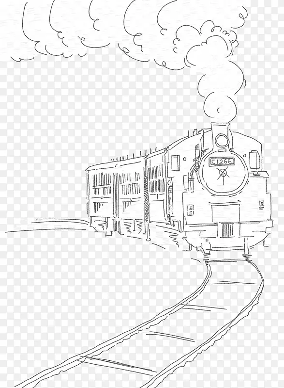 铅笔手绘速写老火车