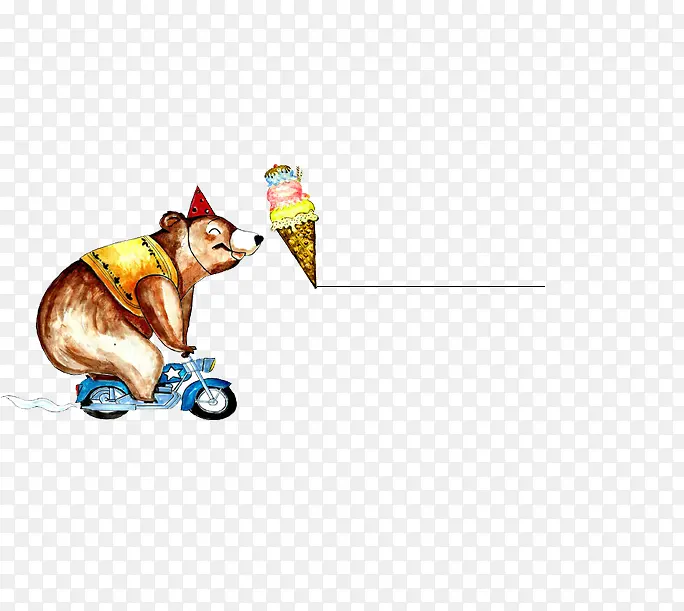 唯美卡通可爱小熊骑摩托冰激凌