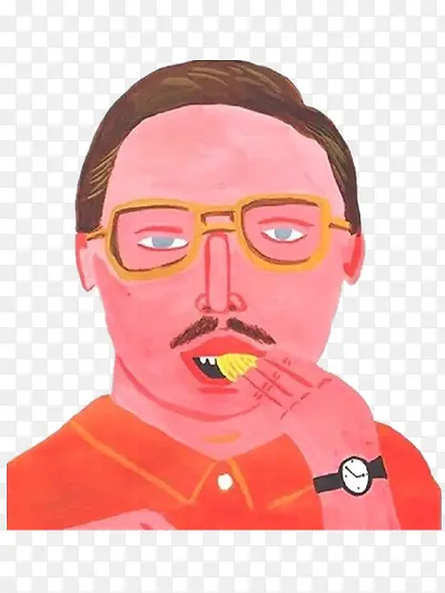吃薯片的男子