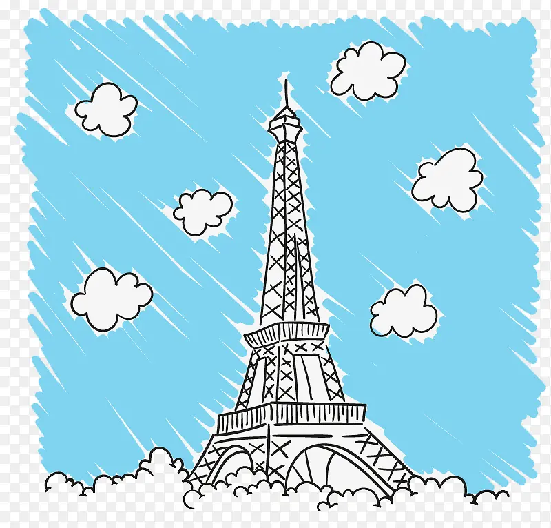 手绘巴黎铁塔矢量素材