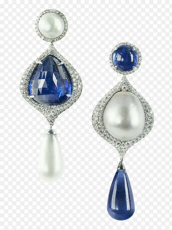 蓝宝石嵌珍珠坠