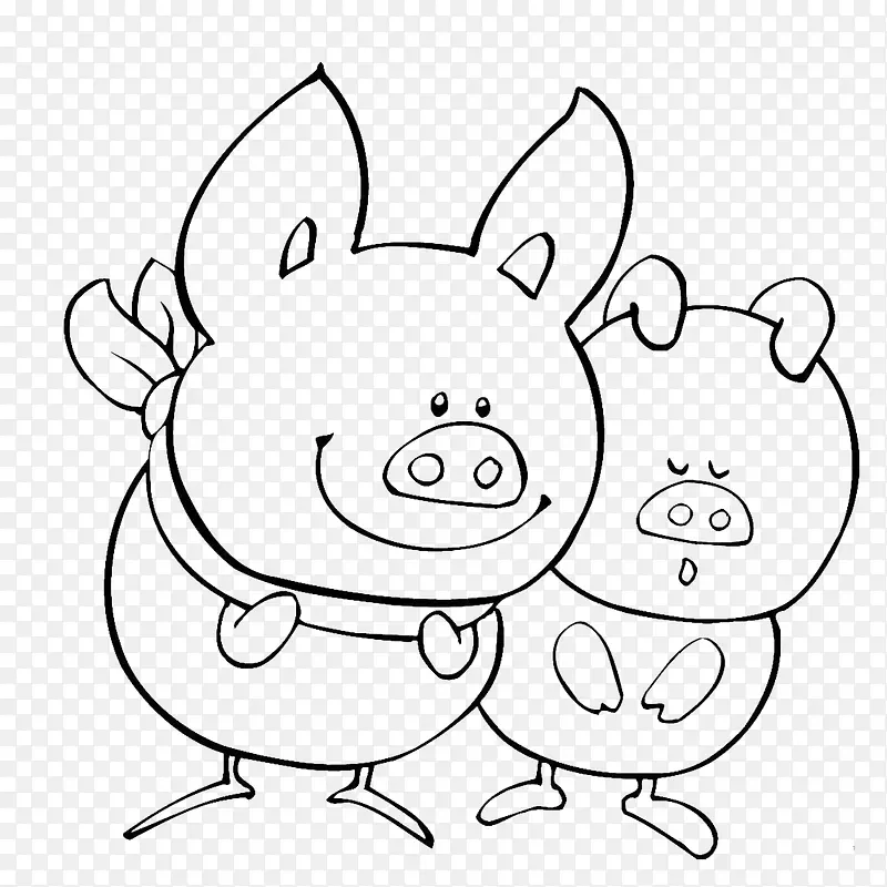 2只猪简笔画