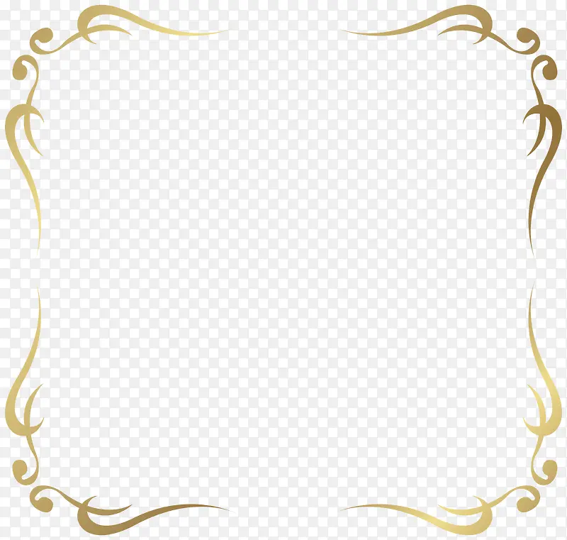 简约金色法式花纹边框PNG图片