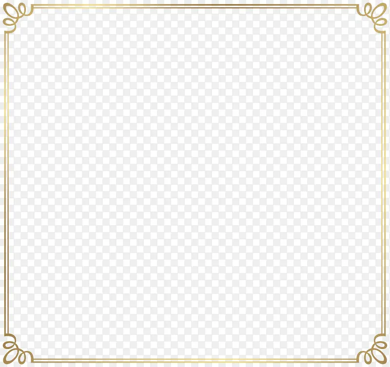 简约金色法式花纹边框PNG图片