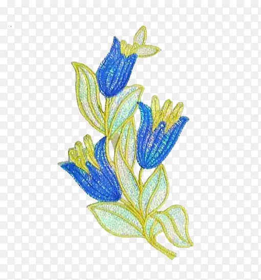 蓝色刺绣花