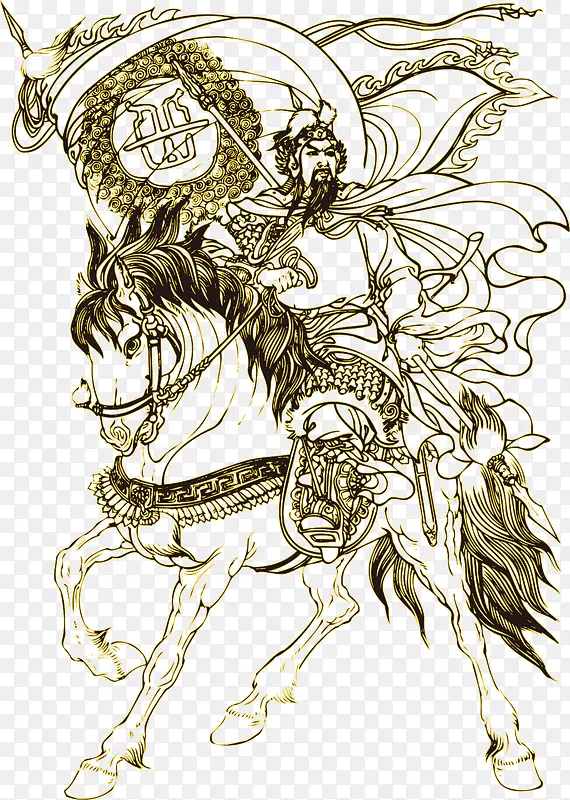 中国古代英雄人物岳飞骑马
