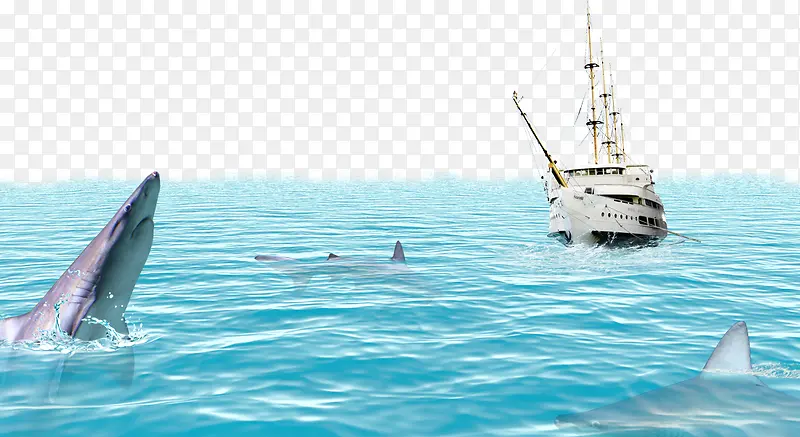海洋海豚船只背景素材