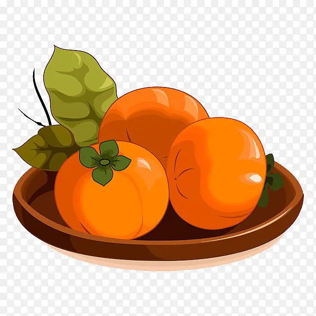 盘子上的柿子