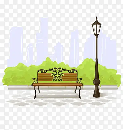 卡通城市休息凳子