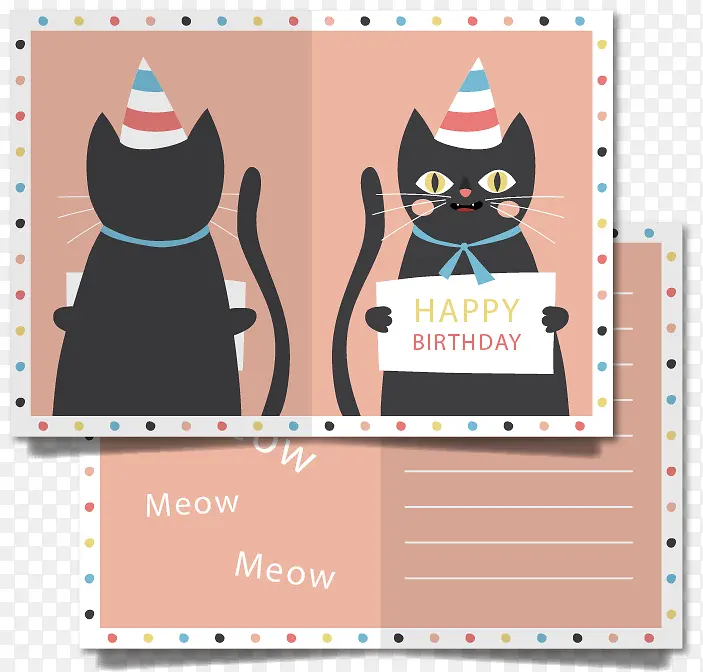 可爱猫生日卡片