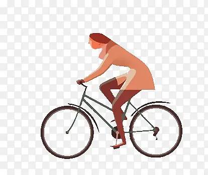 卡通骑自行车的女人