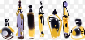 彩绘风格酒瓶元素