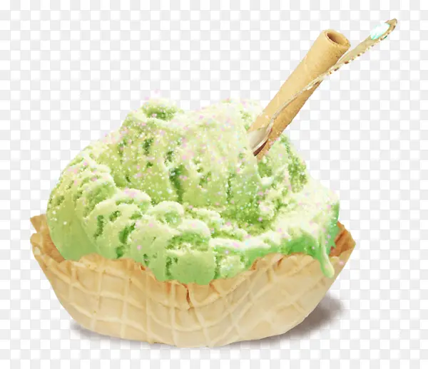绿色雪球冰激凌甜点
