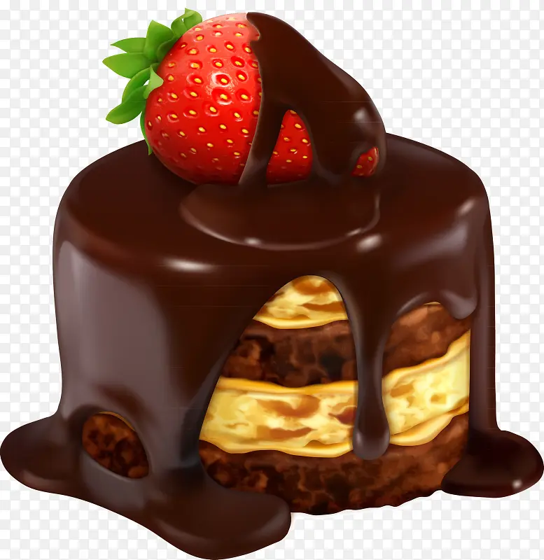 草莓巧克力蛋糕手绘海报背景