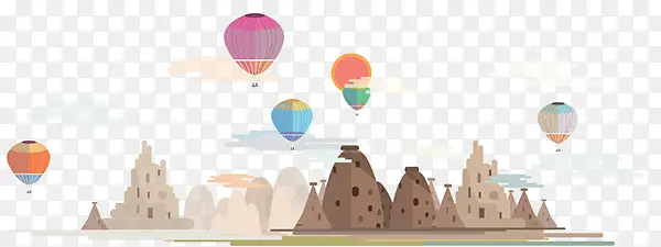 放飞热气球的城市卡通