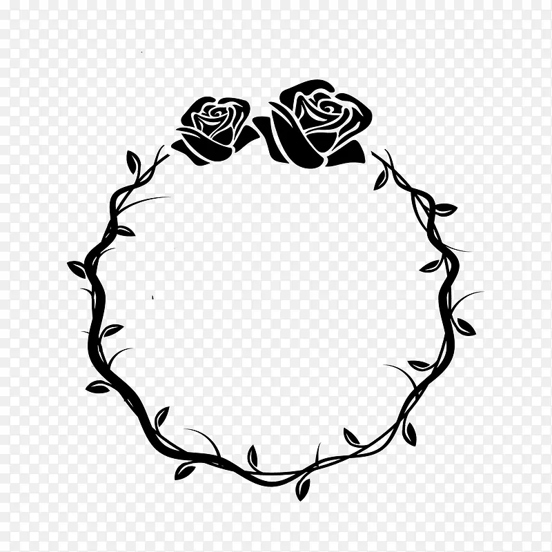 黑白玫瑰花边框