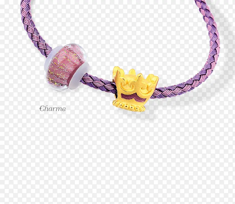 黄金转运珠设计紫色手链