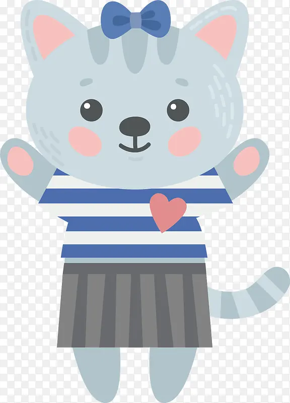 蓝色猫咪矢量图
