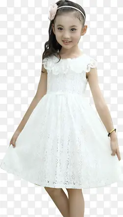白色精致蕾丝女童裙子