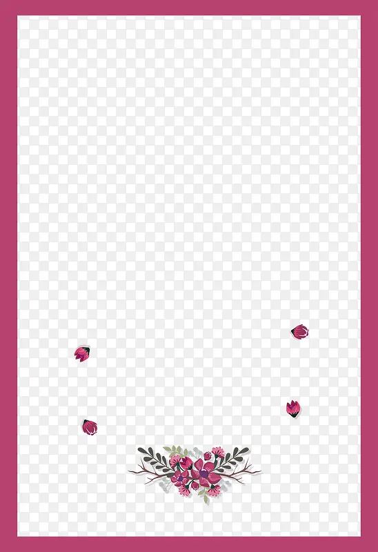 紫红边框手绘花朵