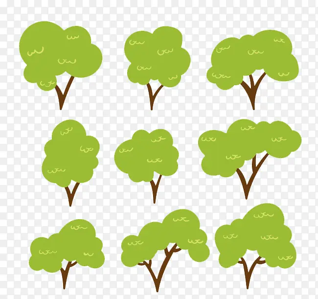 多个绿色小树苗大树素材