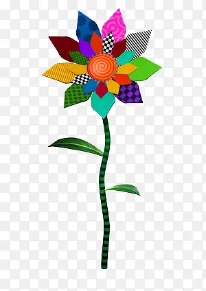 一个七彩颜色拼成的太阳花朵
