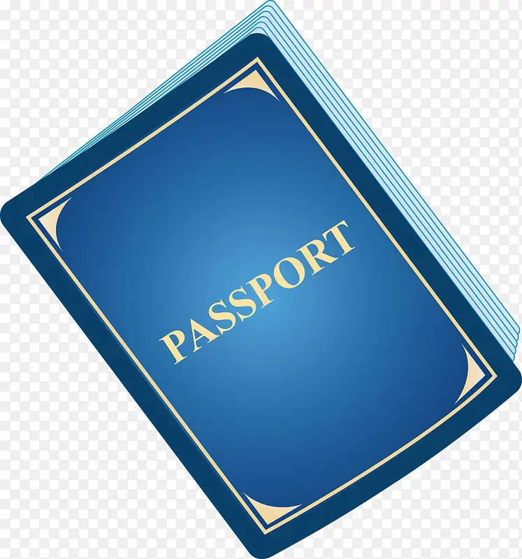 蓝色护照手绘元素