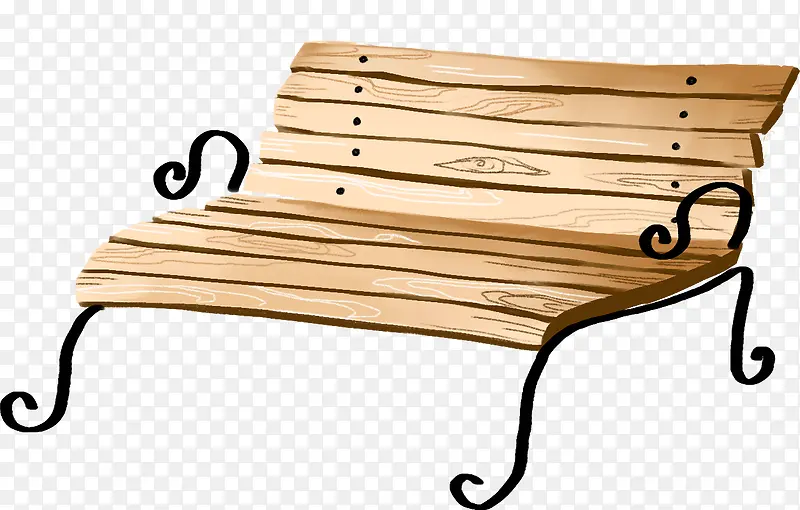 木头躺椅手绘人物