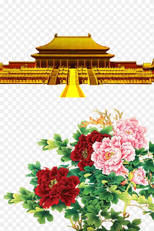 故宫与花朵素材