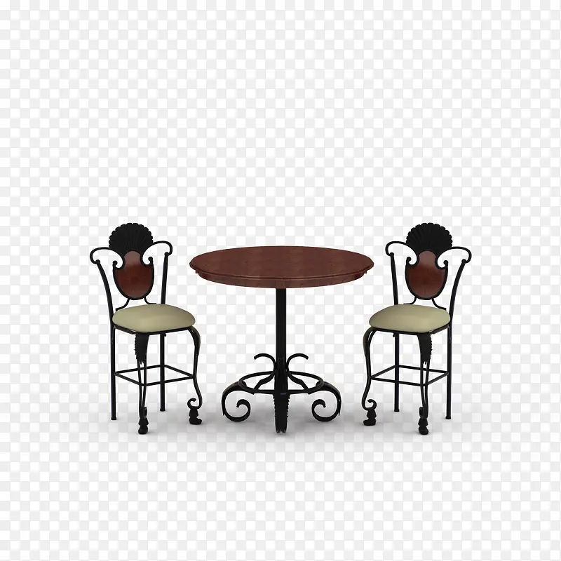 棕色欧式咖啡桌椅