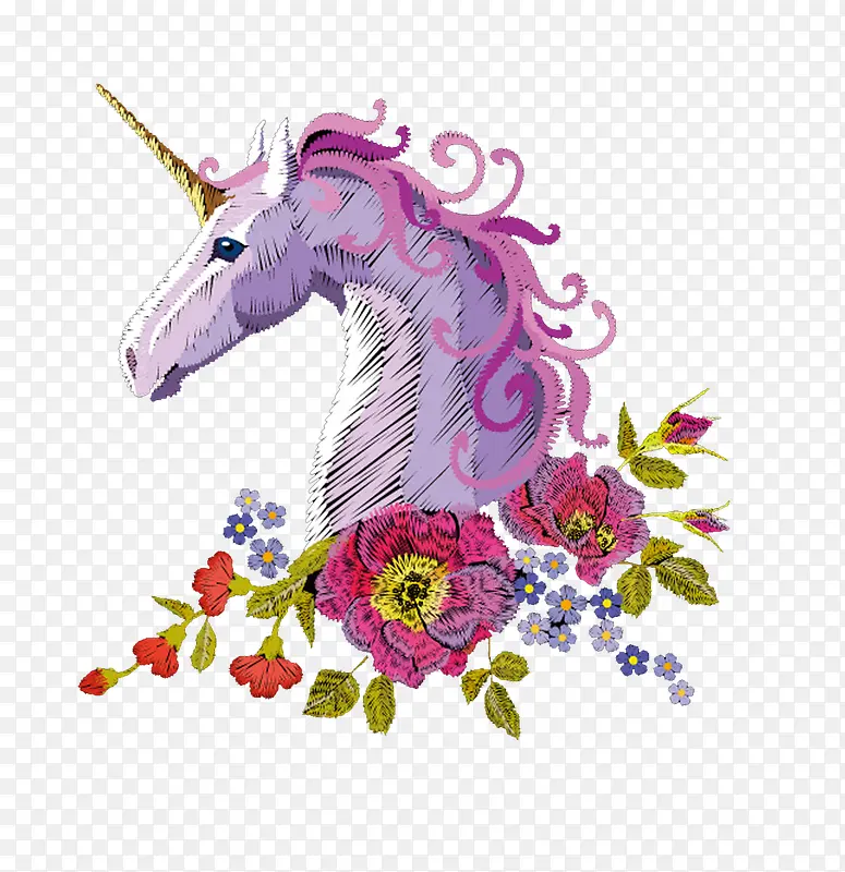 独角兽胸前印花图案